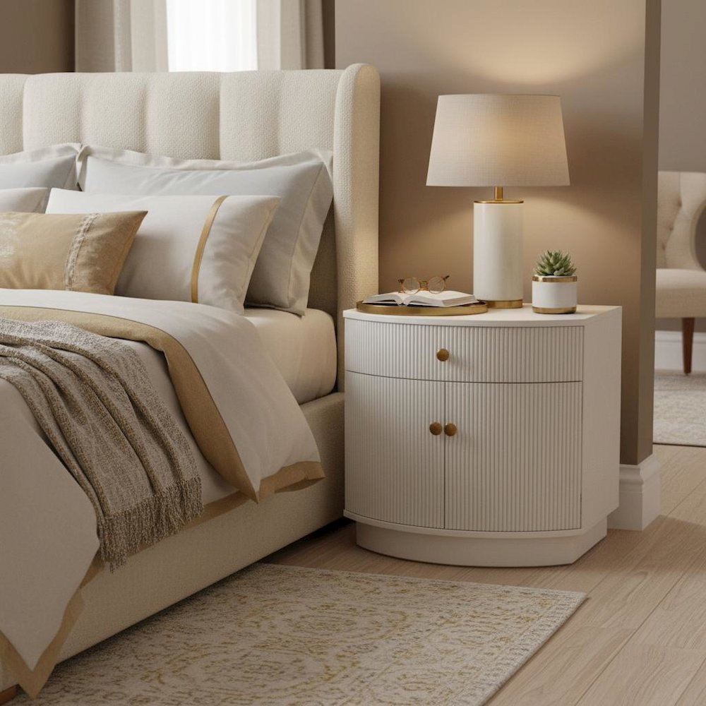 Nightstand with Rubberwood Solids and Oak Veneer Modern Contemporary Design