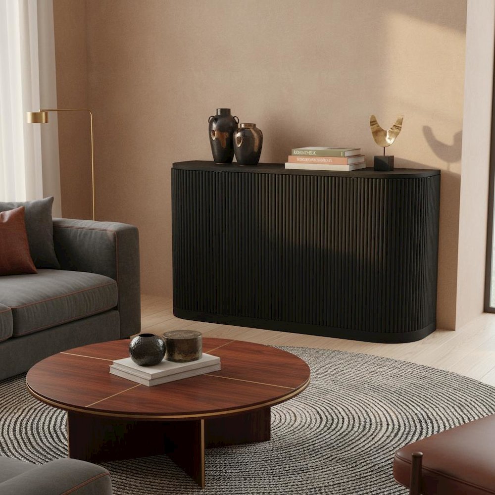 Black Modern Sideboard with Drawers and Spacious Storage Space