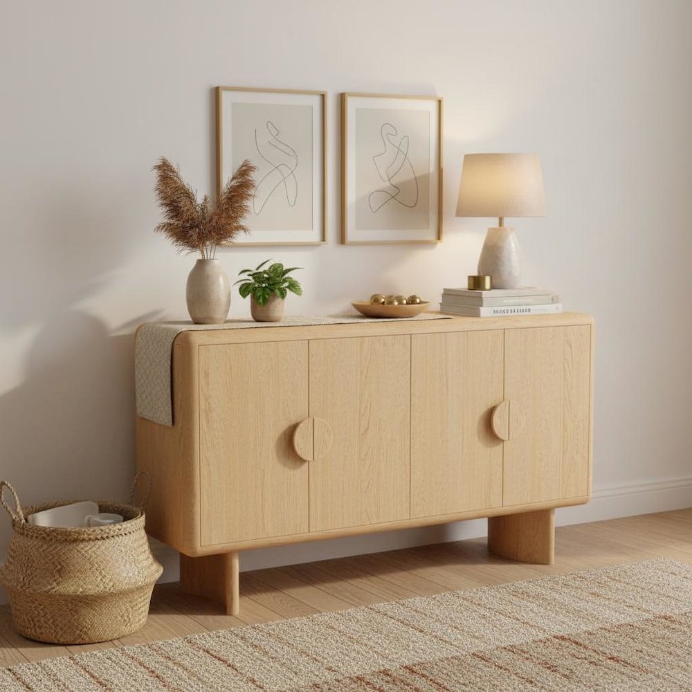Sideboard Light Oak Modern Design with Spacious Storage and Durable Build