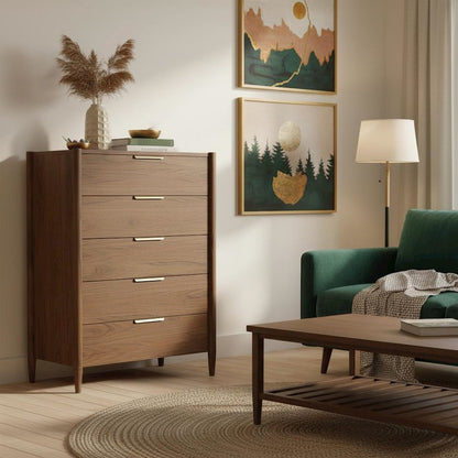 Walnut Accent Chest with Modern Contemporary Design and Spacious Drawer