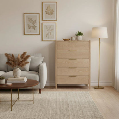Light Wood Accent Chest with Modern Contemporary Design and Spacious Drawer