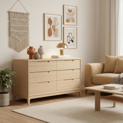 Light Oak Modern Bedroom Dresser with Spacious Drawers and Sturdy Design