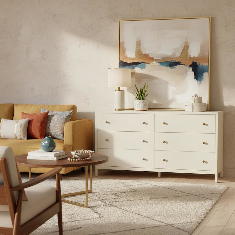 Modern Farmhouse Dresser with Multiple Drawers and Spacious Storage