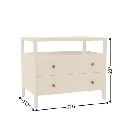 Nightstand with Drawer Modern Farmhouse Rubberwood and Oak Veneer