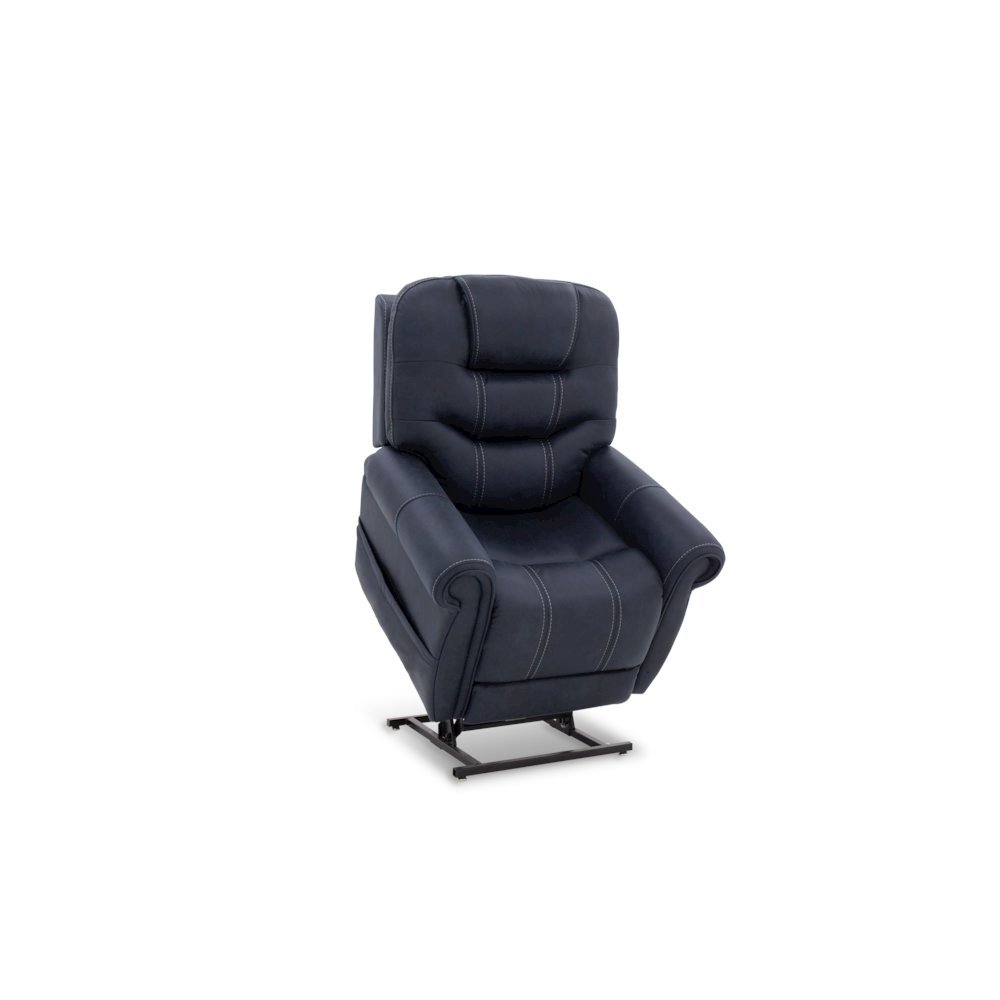 Blue Power Recliner with Adjustable Headrest, Lumbar Support, and Heat
