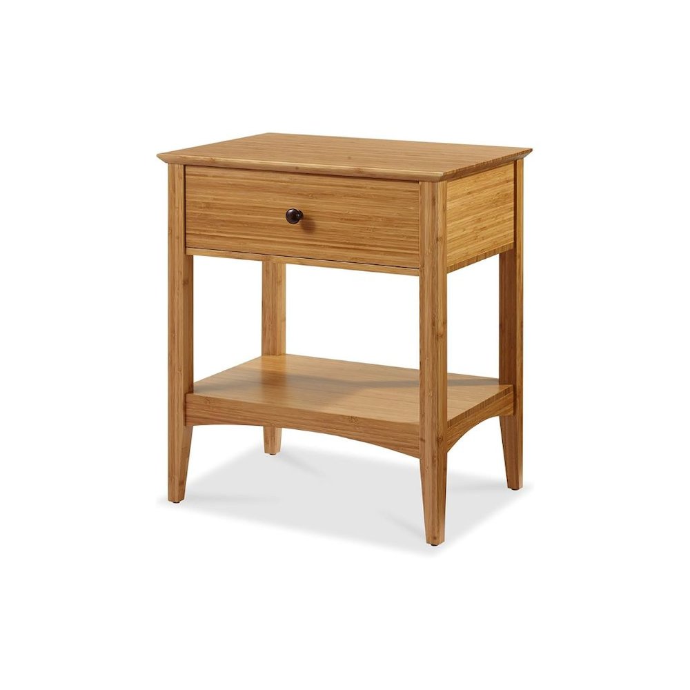 Caramelized Bamboo Nightstand with 1 Drawer – Minimalist Wood Side Table