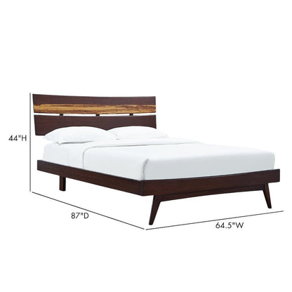 Bamboo Queen Platform Bed – Wooden Bed Frame Queen Size in Sable Finish