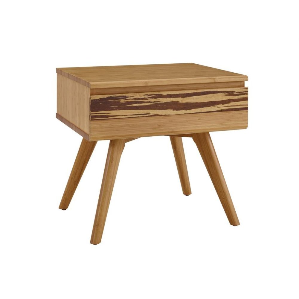 Caramelized Solid Bamboo Bed Side Table – Wood Nightstand with 1 Drawer