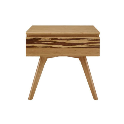 Caramelized Solid Bamboo Bed Side Table – Wood Nightstand with 1 Drawer