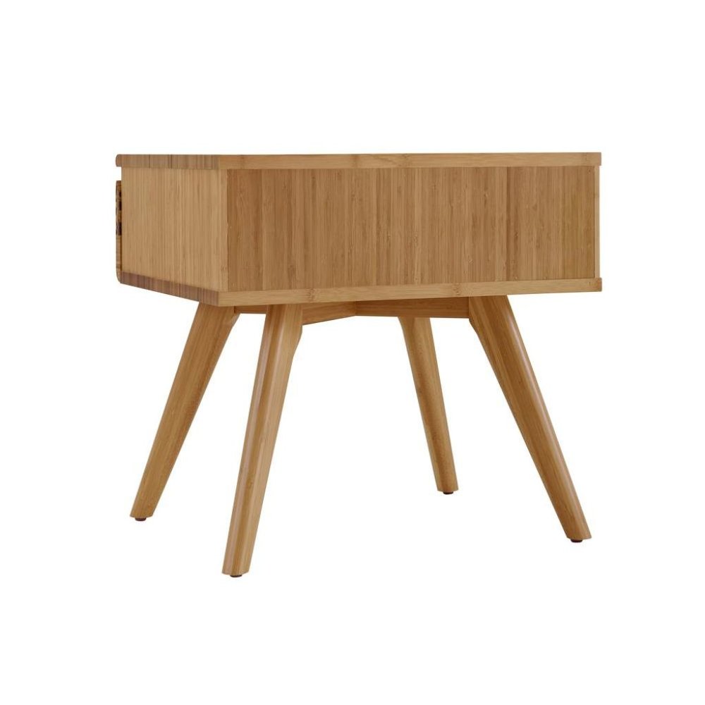 Caramelized Solid Bamboo Bed Side Table – Wood Nightstand with 1 Drawer