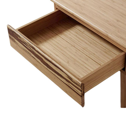 Caramelized Solid Bamboo Bed Side Table – Wood Nightstand with 1 Drawer