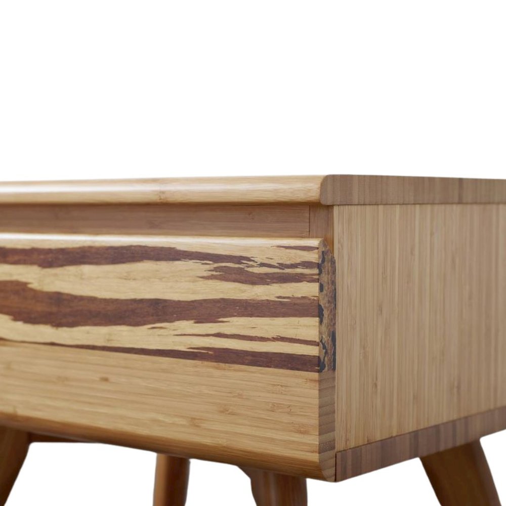 Caramelized Solid Bamboo Bed Side Table – Wood Nightstand with 1 Drawer