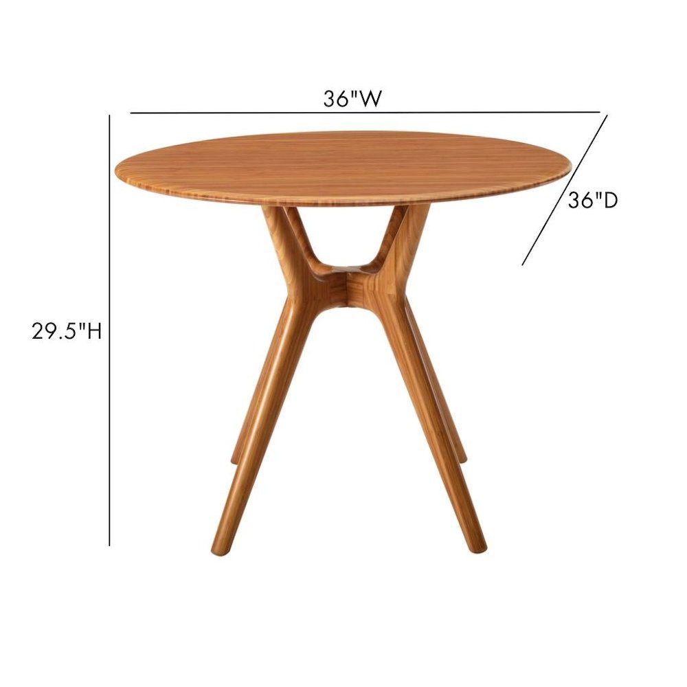 Brown Round Dining Table in Solid Bamboo – Wooden Kitchen Table