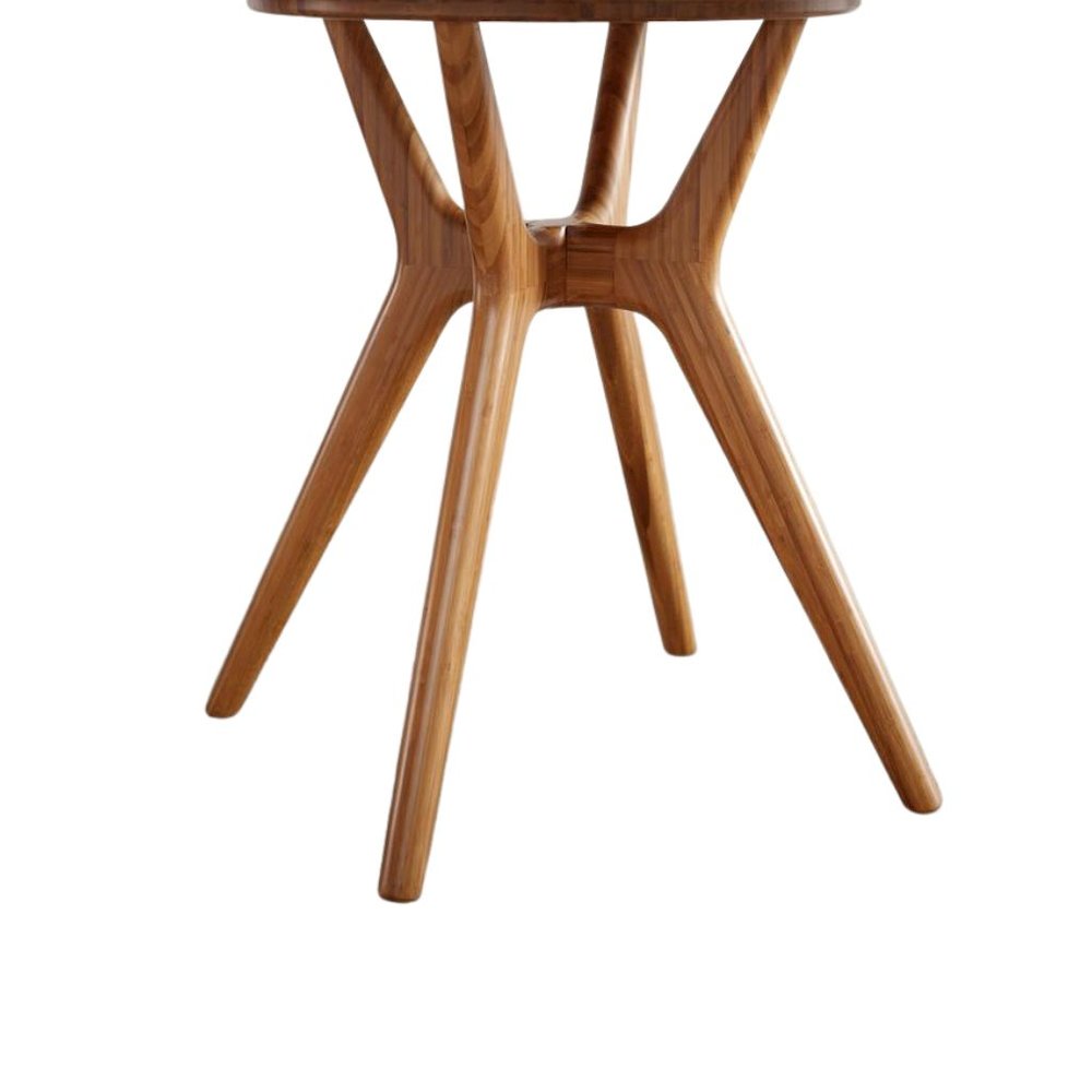 Brown Round Dining Table in Solid Bamboo – Wooden Kitchen Table