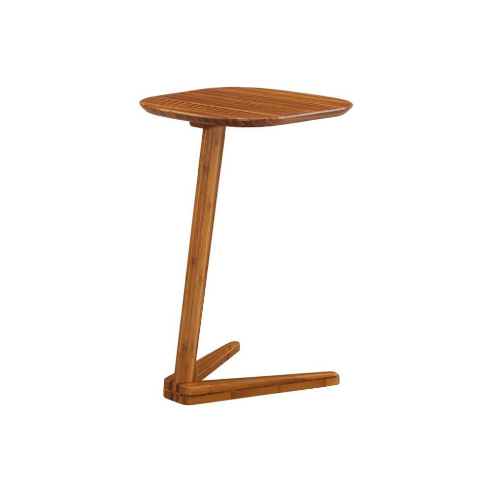 Brown Bamboo Side Table – Solid Wood Minimalist End Table in Amber Finish