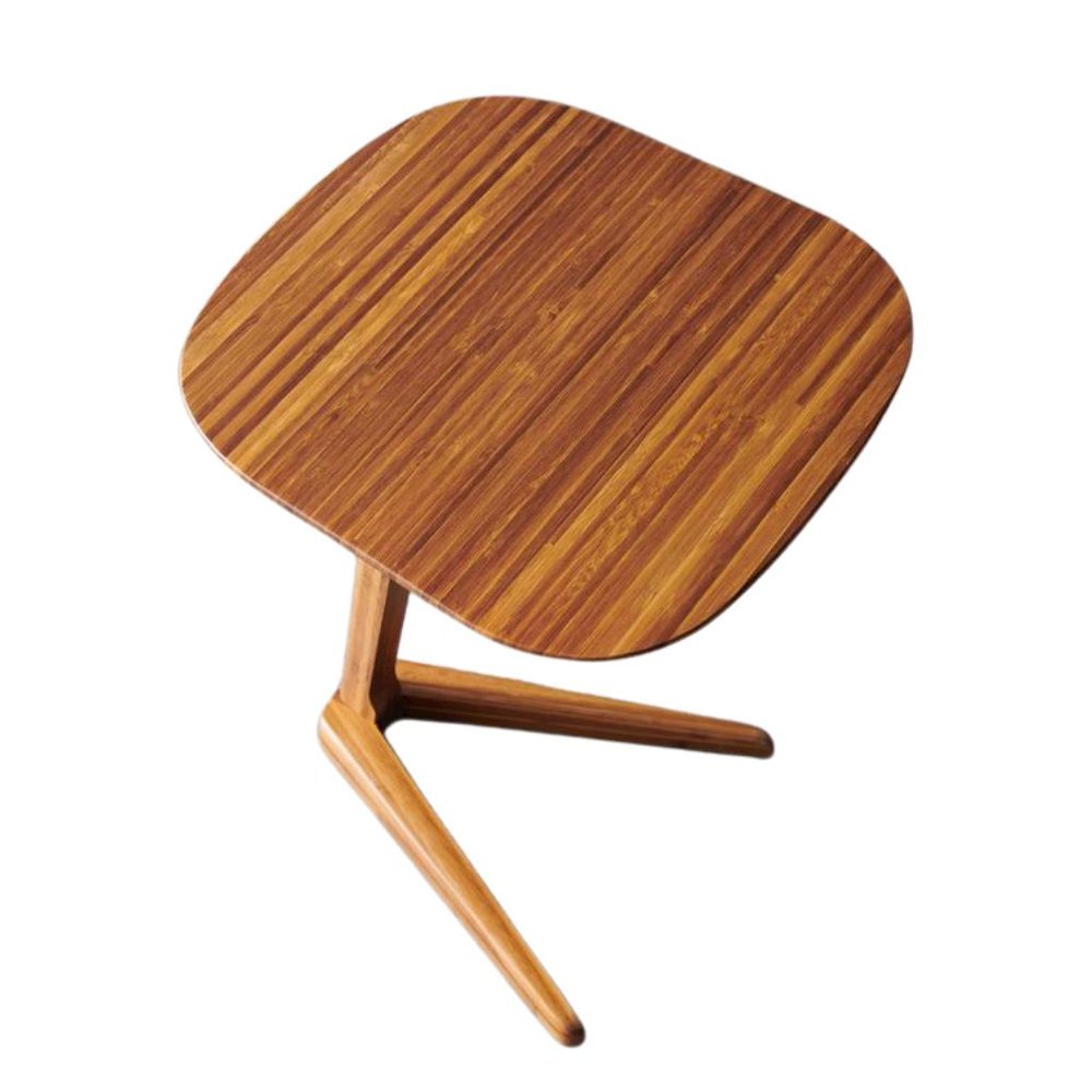 Brown Bamboo Side Table – Solid Wood Minimalist End Table in Amber Finish