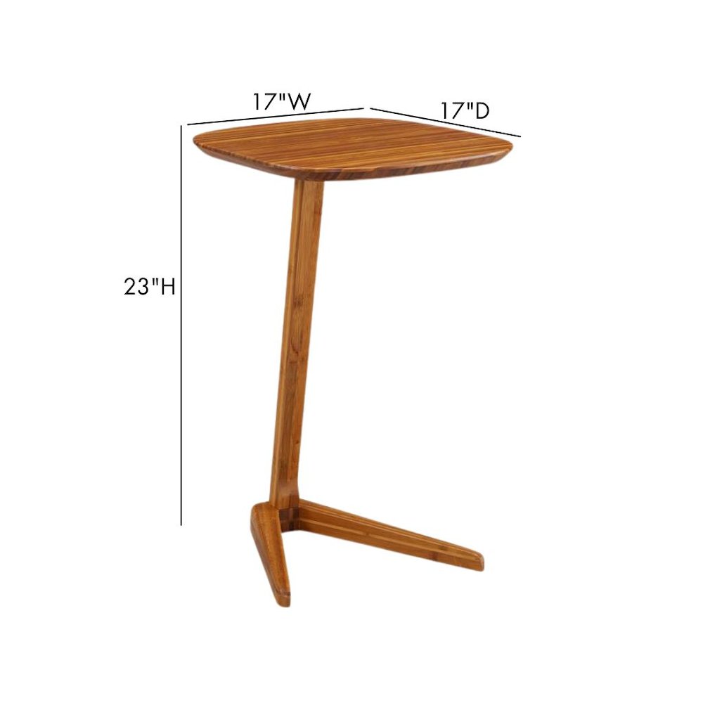 Brown Bamboo Side Table – Solid Wood Minimalist End Table in Amber Finish