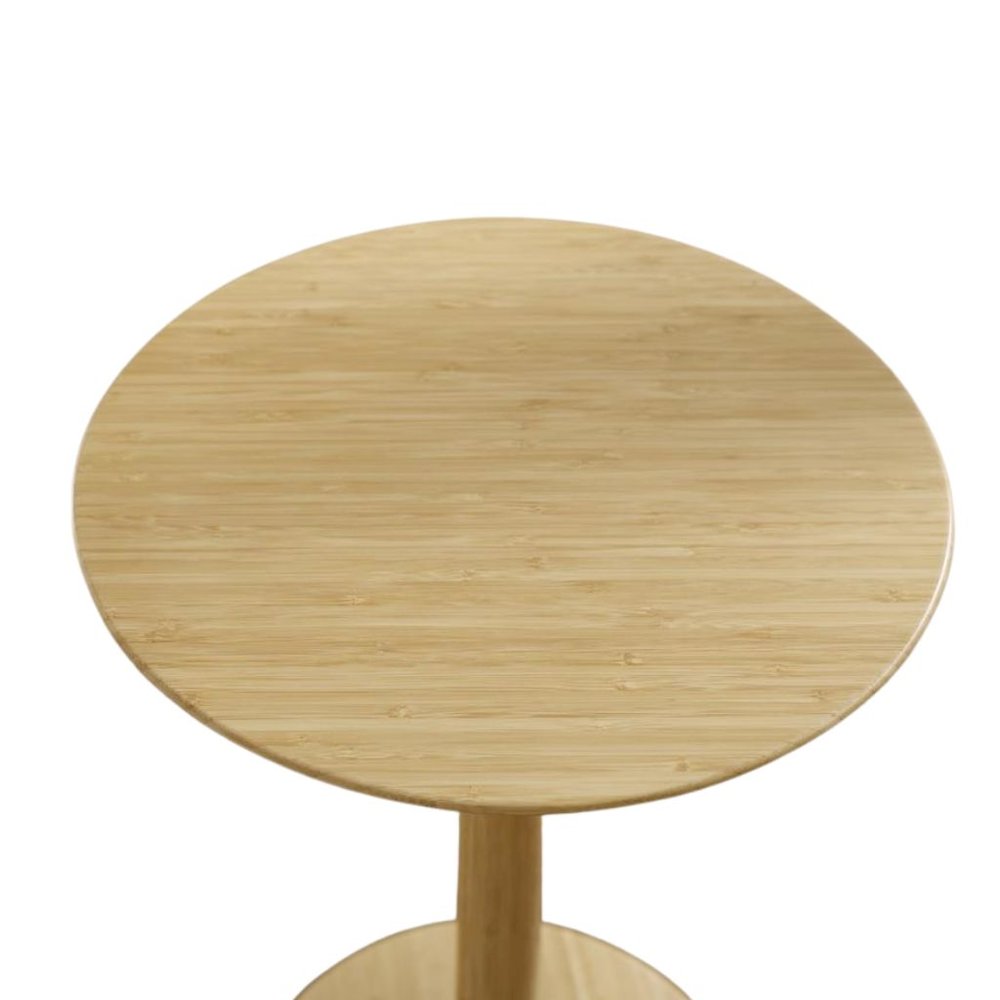 Solid Bamboo Side Table, Wood Minimalist End Table for Living Room, Wheat Finish
