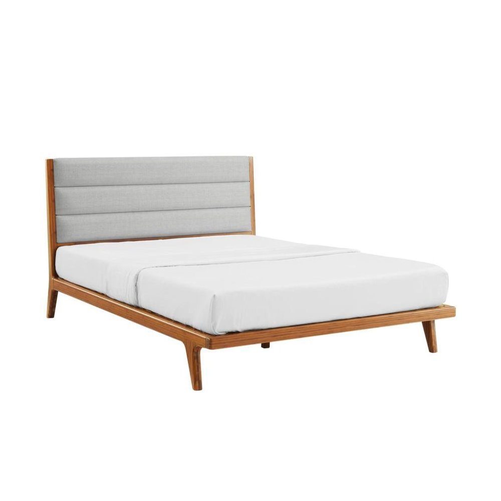Amber Bamboo King Platform Bed – Wooden Bed Frame King Size with Upholstery
