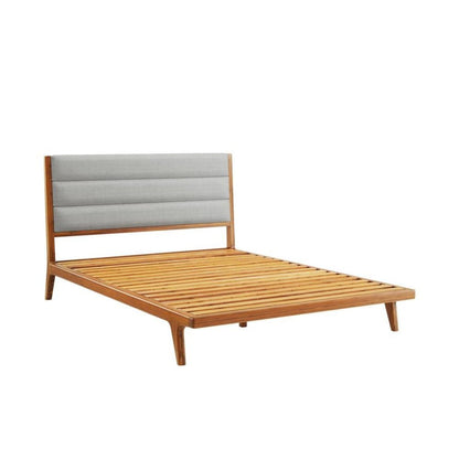 Amber Bamboo King Platform Bed – Wooden Bed Frame King Size with Upholstery
