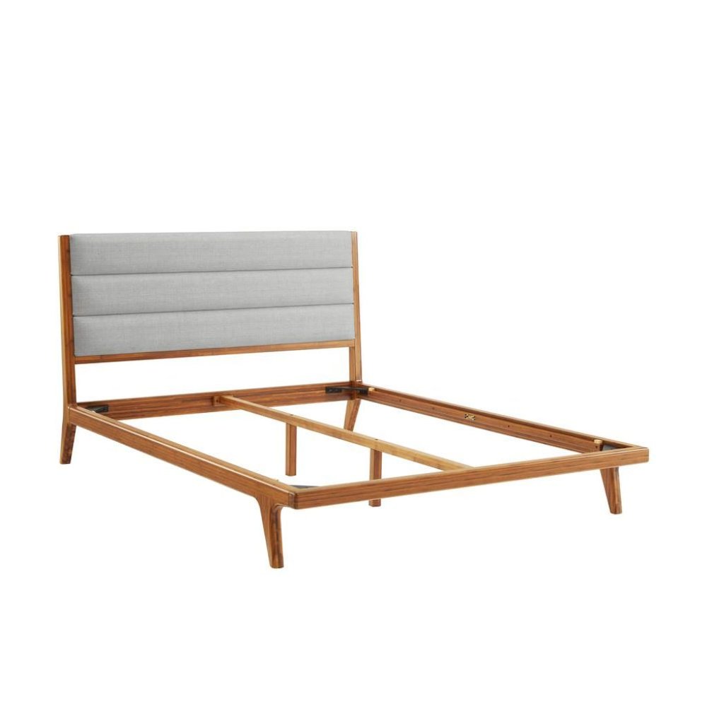 Amber Bamboo King Platform Bed – Wooden Bed Frame King Size with Upholstery