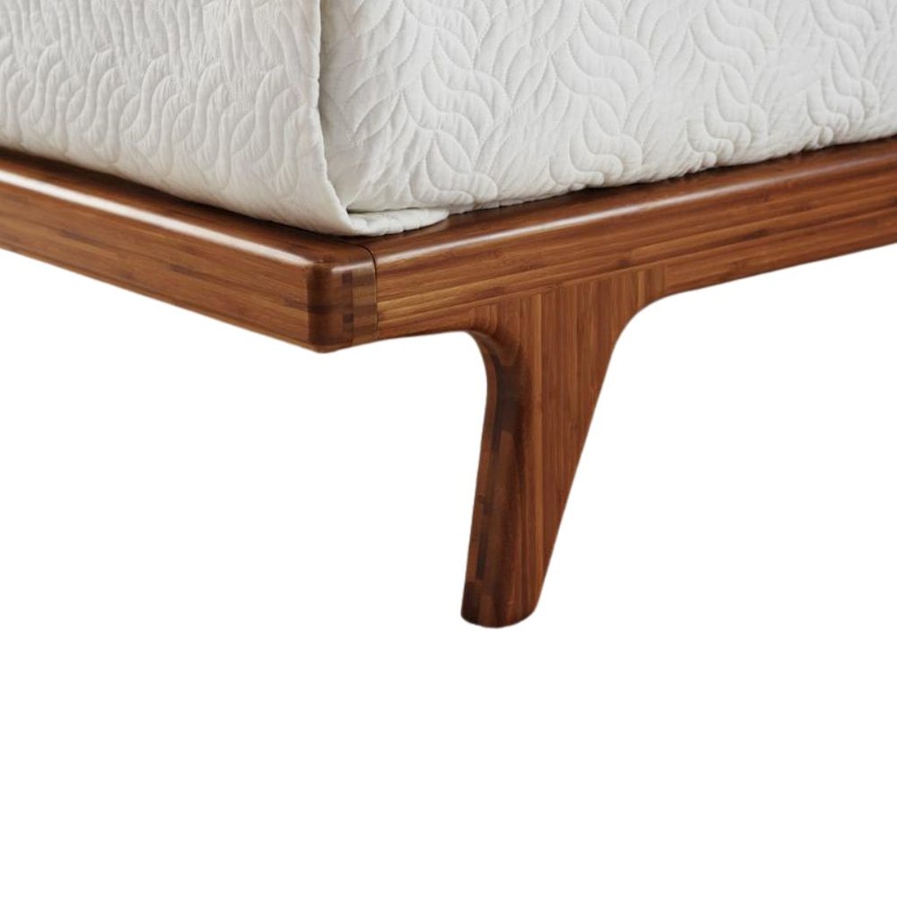 Amber Bamboo King Platform Bed – Wooden Bed Frame King Size with Upholstery