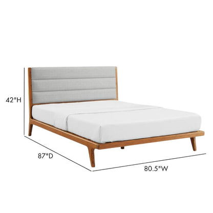 Amber Bamboo King Platform Bed – Wooden Bed Frame King Size with Upholstery