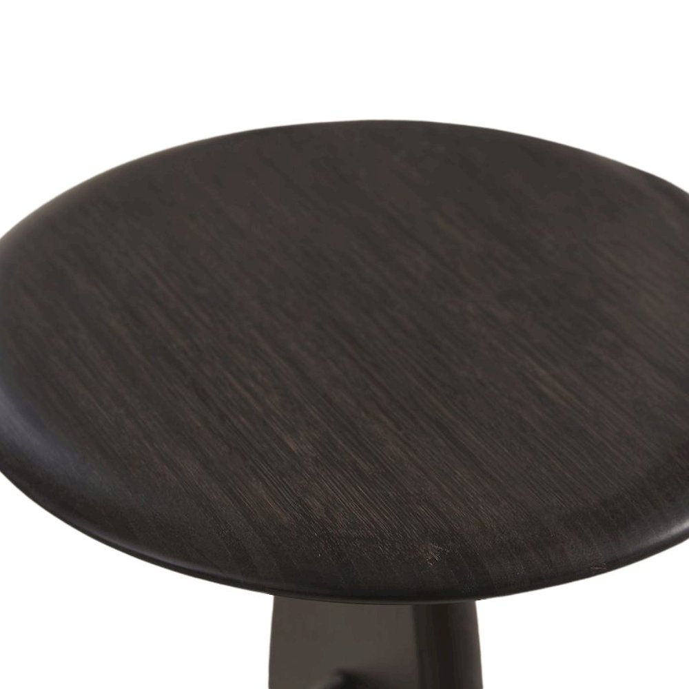 Minimalist Black Wood Side Table in Caviar Finish – Solid Bamboo End Table