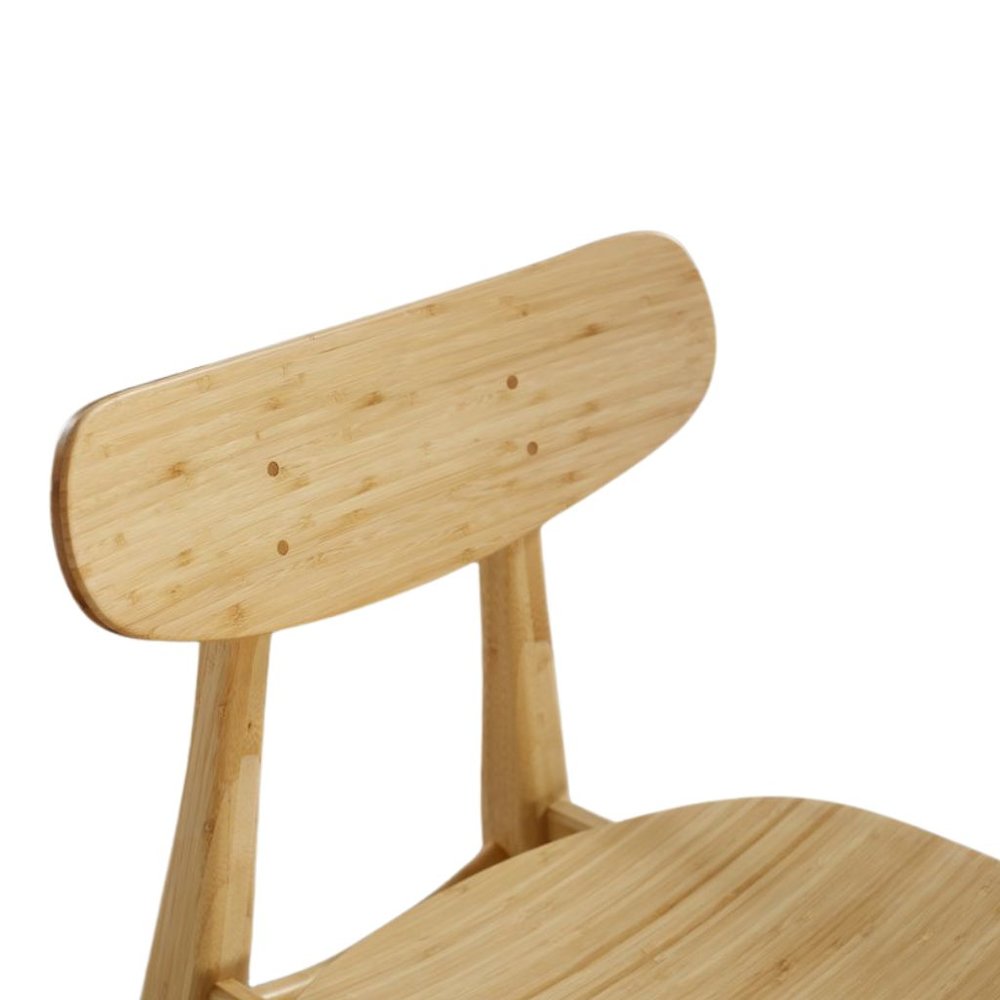 Bamboo Dining Chairs – Light Wood Kitchen Chair Set of 2 in Wheat Finish