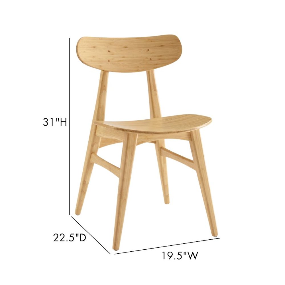 Bamboo Dining Chairs – Light Wood Kitchen Chair Set of 2 in Wheat Finish