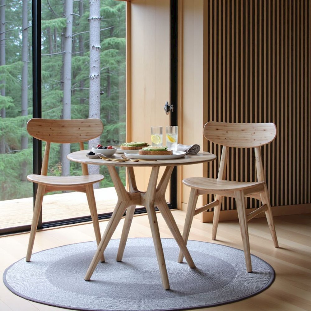 Bamboo Dining Chairs – Light Wood Kitchen Chair Set of 2 in Wheat Finish