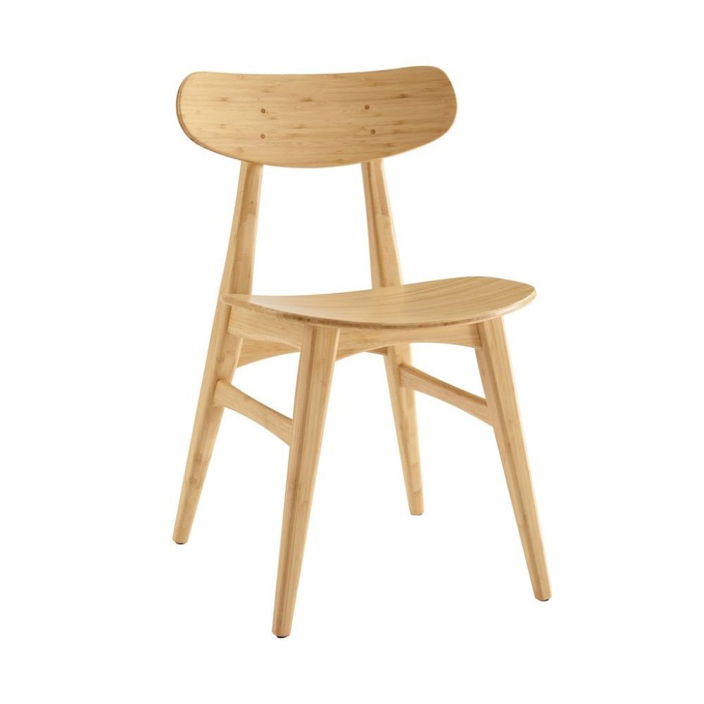 Bamboo Dining Chairs – Light Wood Kitchen Chair Set of 2 in Wheat Finish