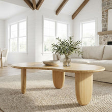 Beige Bamboo Coffee Table with Solid Moso Bamboo Construction Mid Century Design