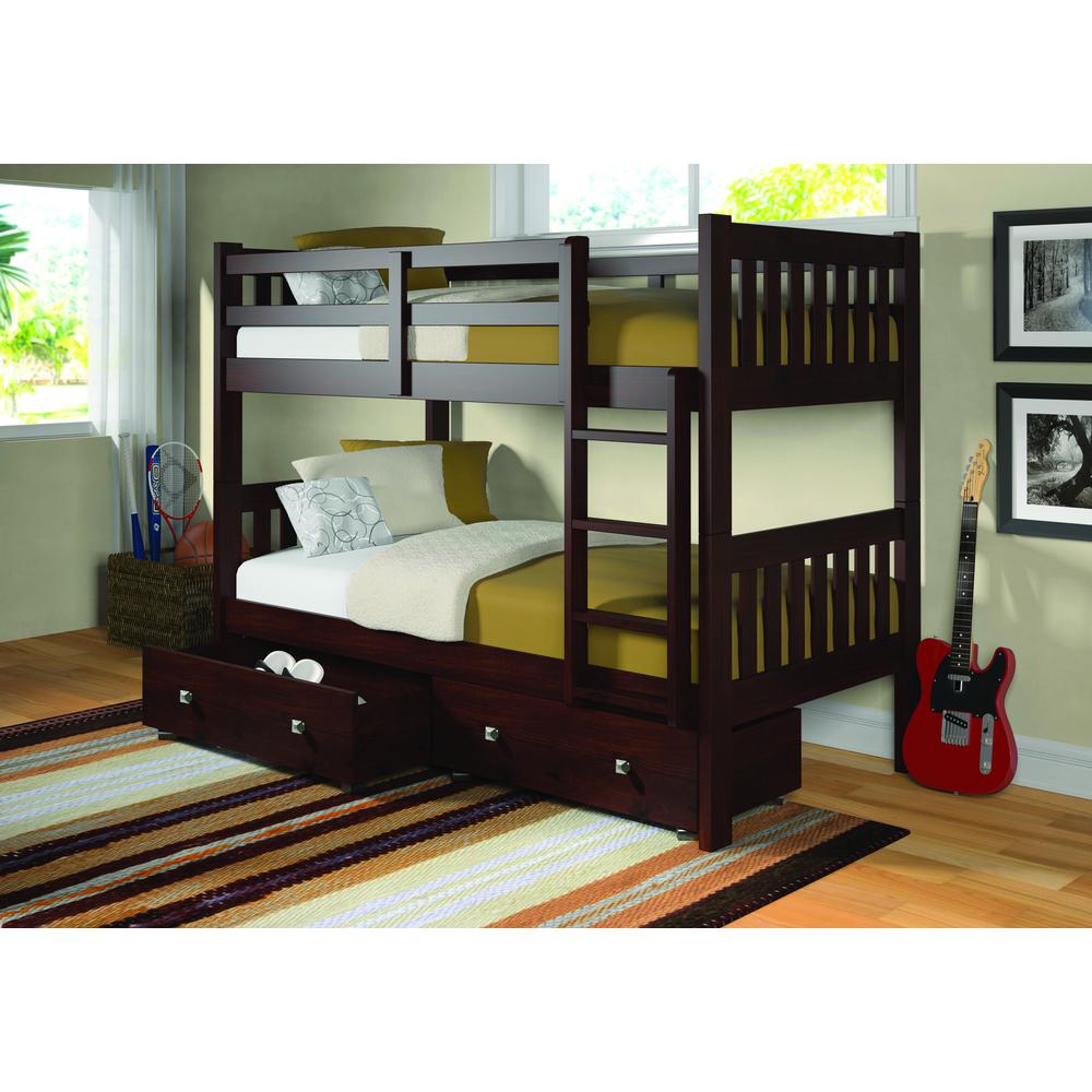 Twin/Twin Mission Bunk Bed, Drawers Or Trundle Not Included