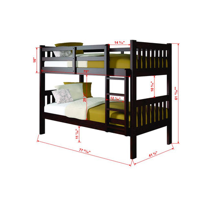 Twin/Twin Mission Bunk Bed, Drawers Or Trundle Not Included