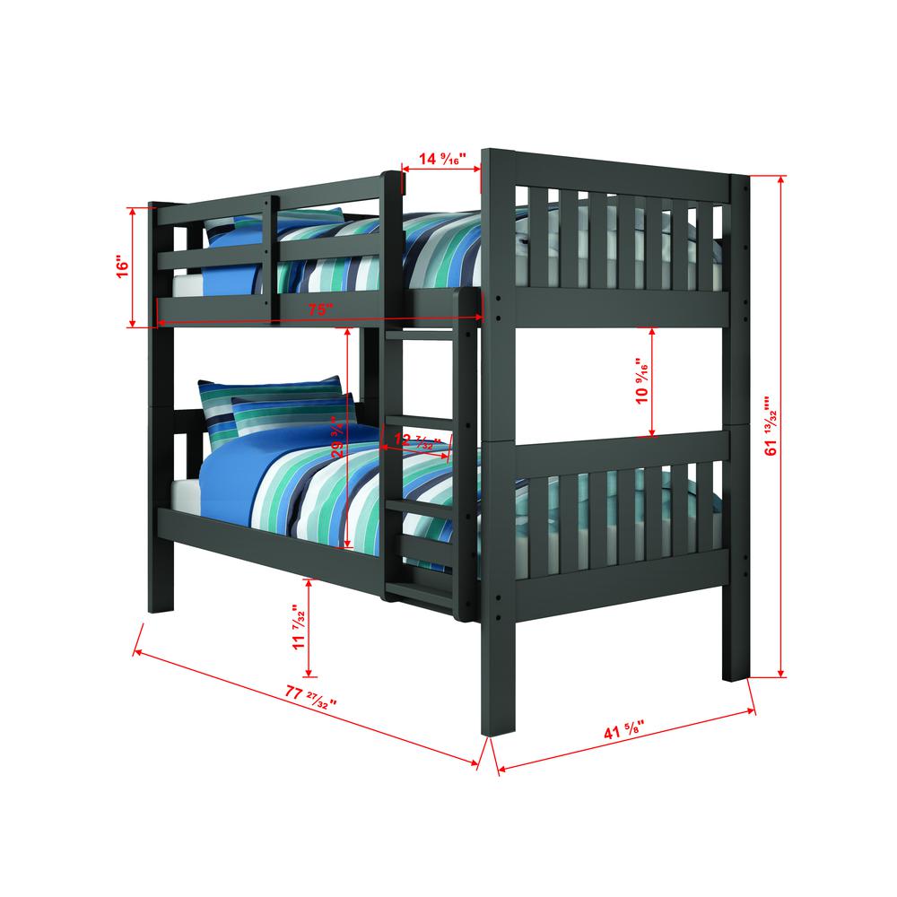 Twin/Twin Mission Bunk Bed, Drawers Or Trundle Not Included