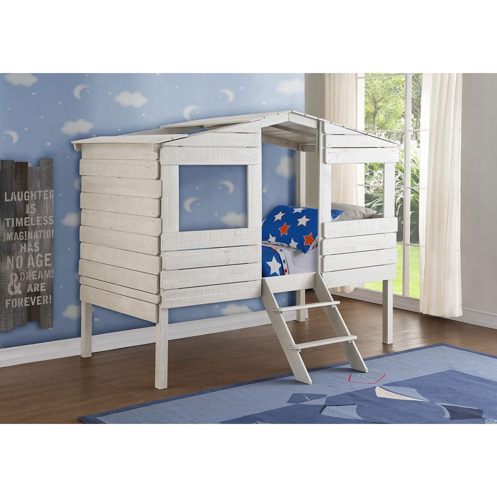 Twin Tree House Low Loft Bed, Rustic Sand