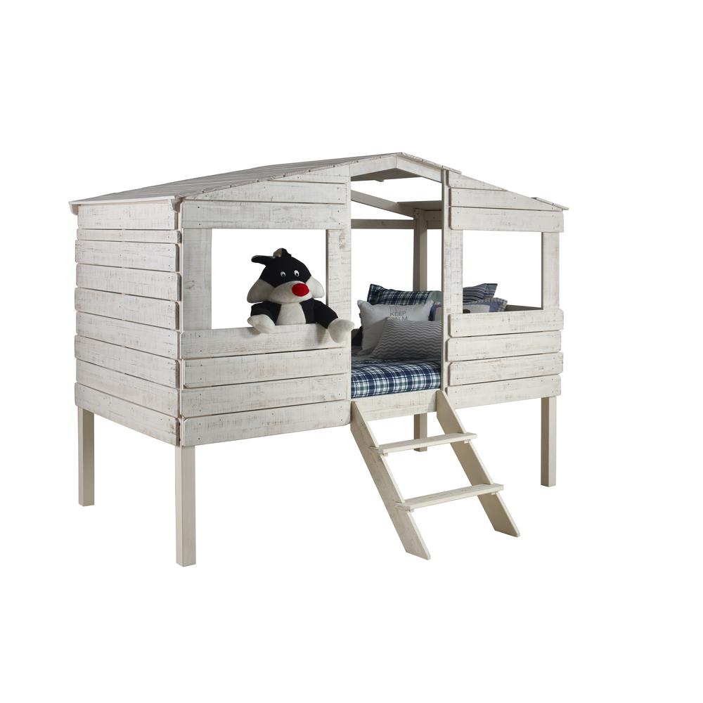 Twin Tree House Low Loft Bed, Rustic Sand