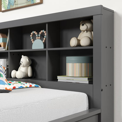 TWIN BOOKCASE DAYBED GARK GREY