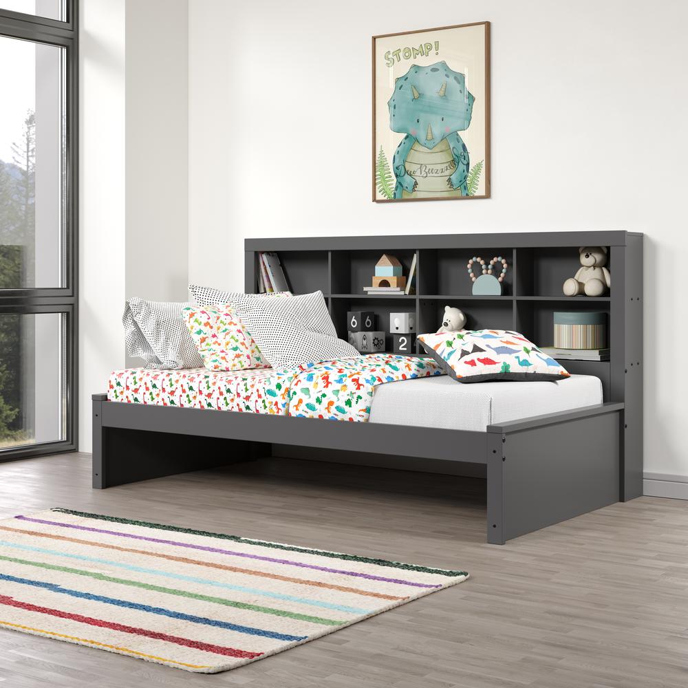 TWIN BOOKCASE DAYBED GARK GREY