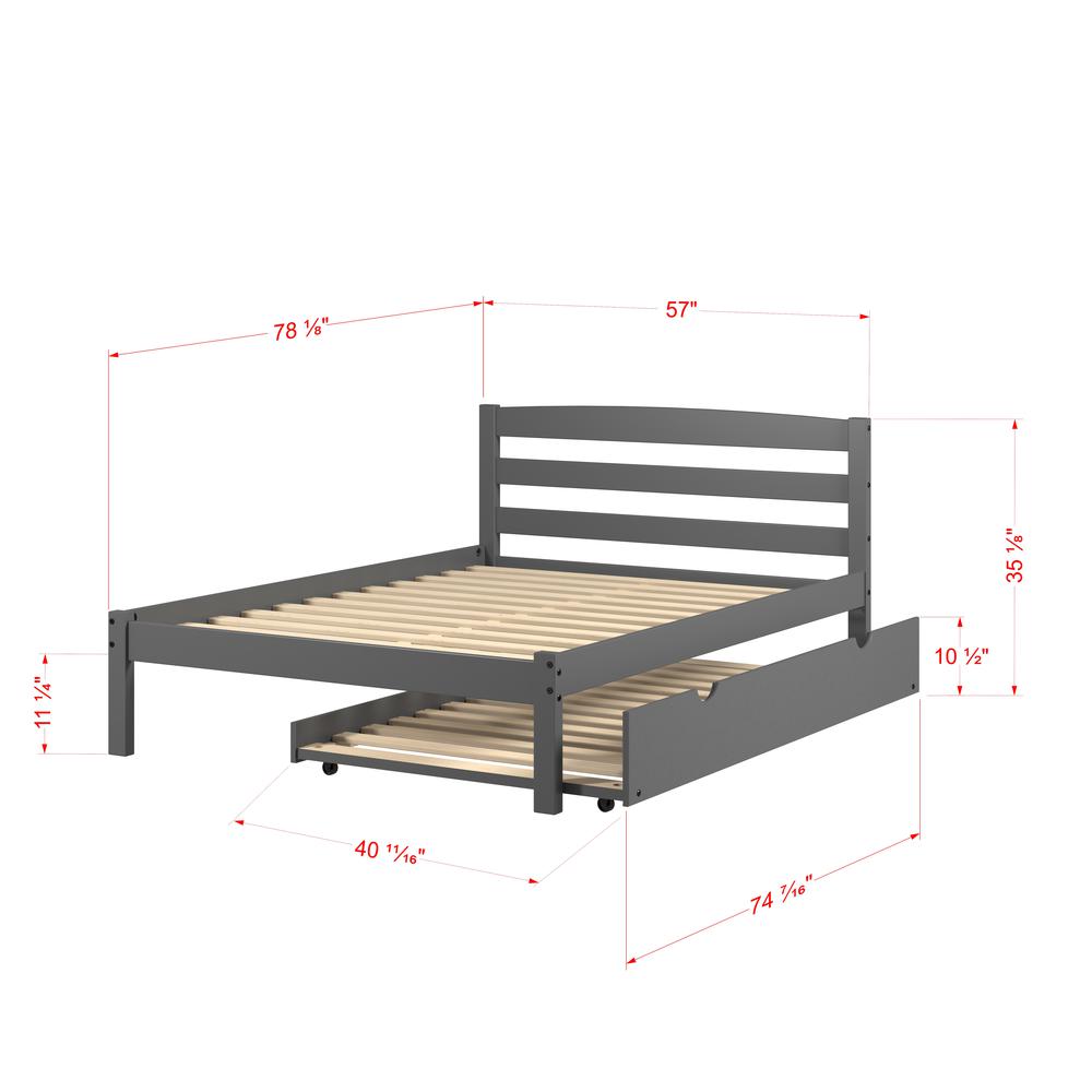 FULL ECONO BED WITH TRUNDLE BED DARK GREY FINISH