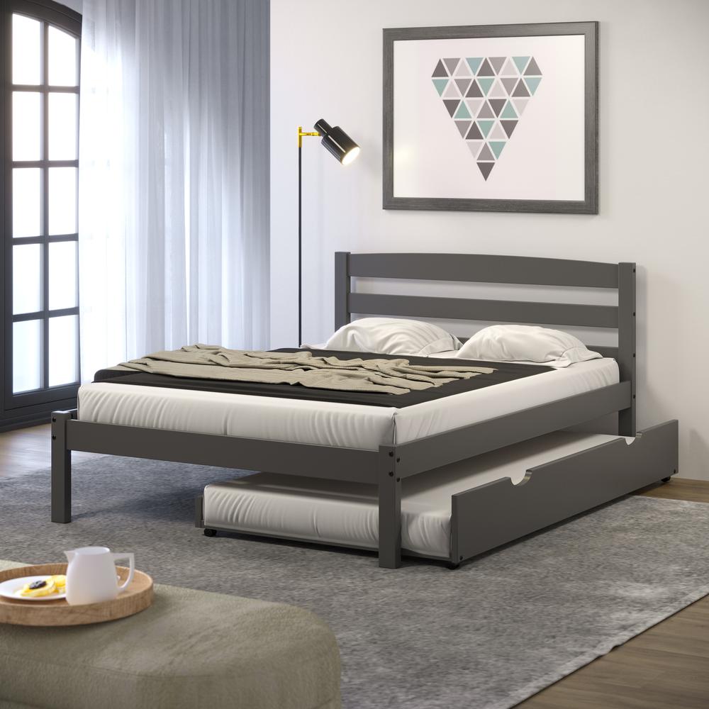 FULL ECONO BED WITH TRUNDLE BED DARK GREY FINISH