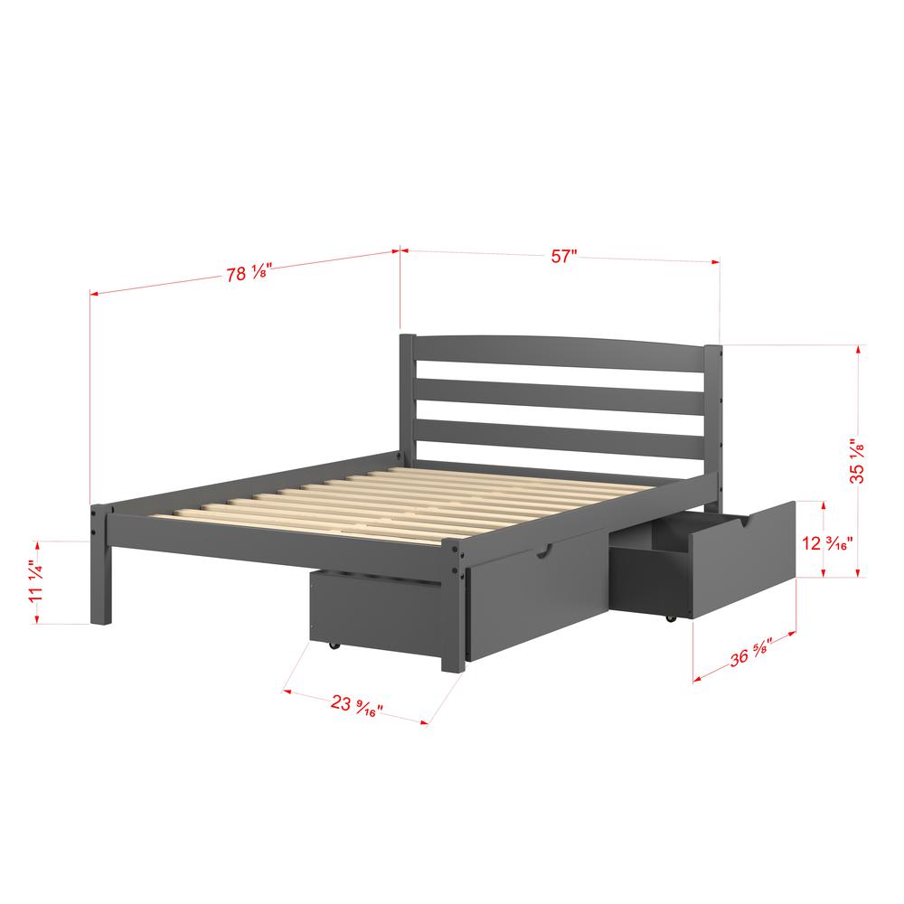FULL ECONO BED WITH DUAL UNDER BED DRAWERS DARK GREY FINISH