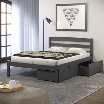 FULL ECONO BED WITH DUAL UNDER BED DRAWERS DARK GREY FINISH