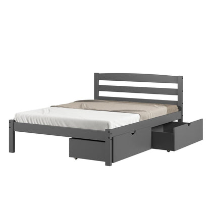 FULL ECONO BED WITH DUAL UNDER BED DRAWERS DARK GREY FINISH