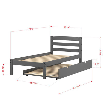 TWIN ECONO BED WITH TRUNDLE BED DARK GREY FINISH