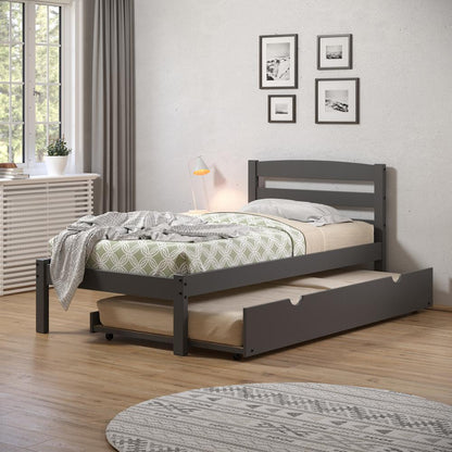 TWIN ECONO BED WITH TRUNDLE BED DARK GREY FINISH