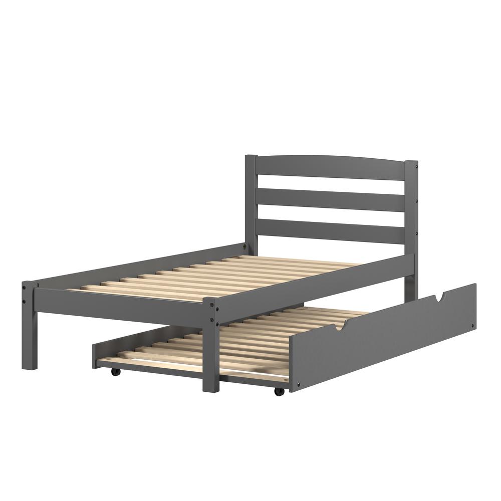 TWIN ECONO BED WITH TRUNDLE BED DARK GREY FINISH