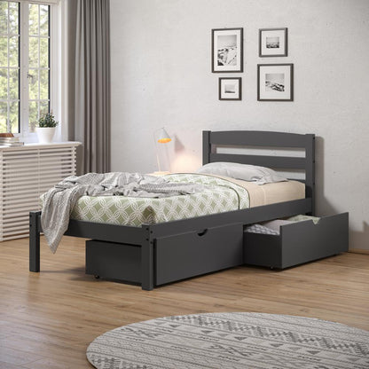 TWIN ECONO BED WITH DUAL UNDER BED DRAWER DARK GREY FINISH