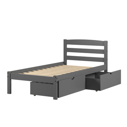 TWIN ECONO BED WITH DUAL UNDER BED DRAWER DARK GREY FINISH